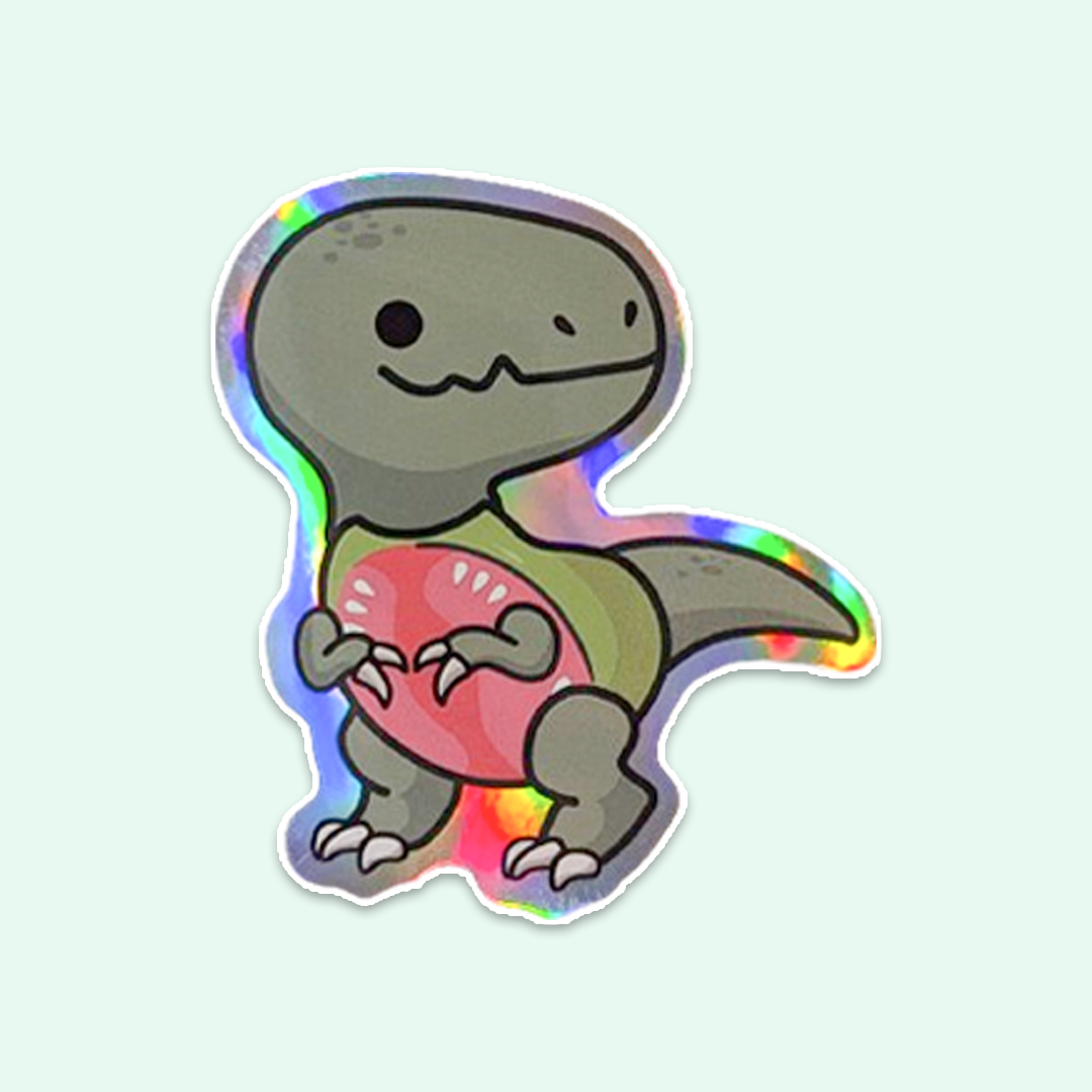 Guavalociraptor Thinking Sticker - Ferociously Fruity Fun!